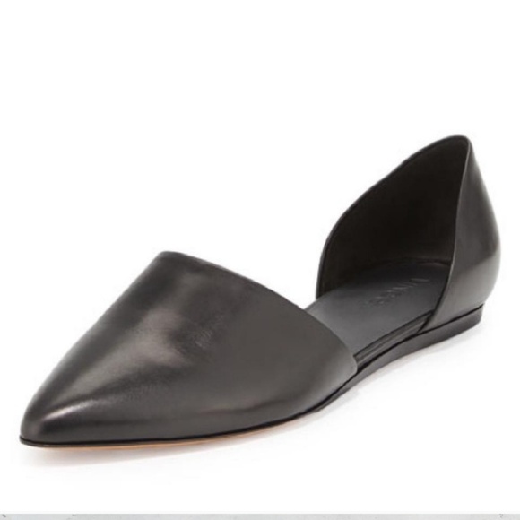Vince Shoes - Vince Nina Leather d'Orsay Black Flats 7